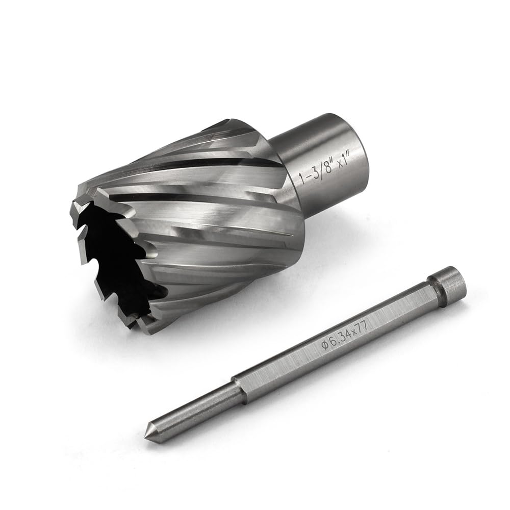 Annular Cutter JESTUOUS 1-3/8 Inch Cut Dia 3/4 Weldon Shank 1 Cut Depth