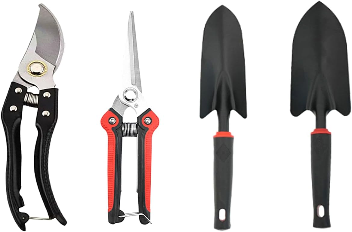 Garden Tool Set 4 PCS Include Stainless Steel Pruning Scissors Pruning Shears and Garden Shovel Transplant Trowel