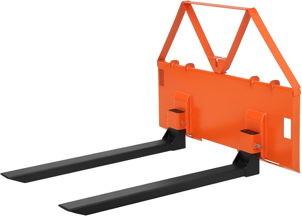 46 Inch Skid Steer Pallet Forks, 3200 Lbs Capacity Quick Attach Pallet Forks for Tractor Loader, Universal Skid Steer