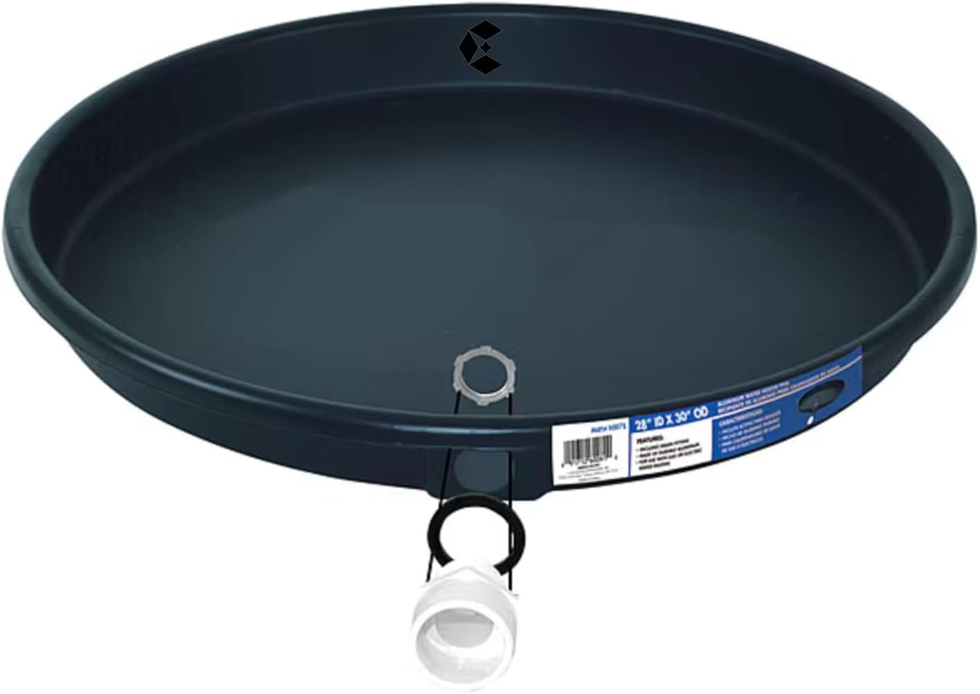 30 Inch Plastic Water Heater Pan - 28" ID x 30" OD Drain Pan with 1" PVC Fitting for Electric Water Heaters