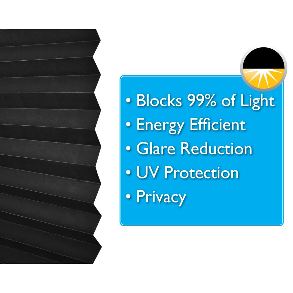 No Tools Original Blackout Pleated Paper Shade Black, 36" W x 72" L, 6 Pack