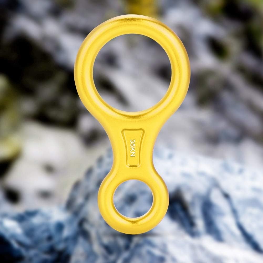 35KN Rescue Figure 8 Descender, Aluminum Alloy Terminal 8 Climbing Figure 8 Descender Rope Rappel Ring Rock Climbing