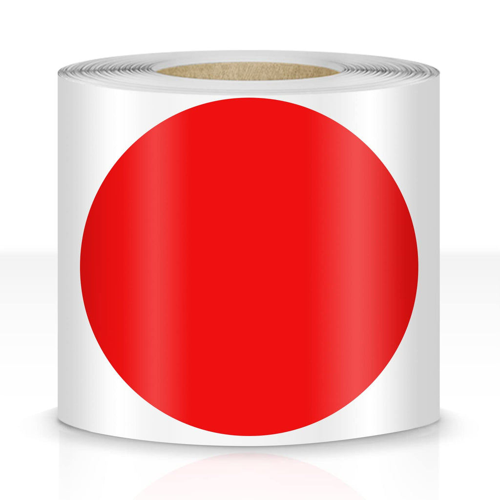 Red Dot Shaped Floor Marking Tape 3.5 Inch Vinyl Sticker 200 PCS