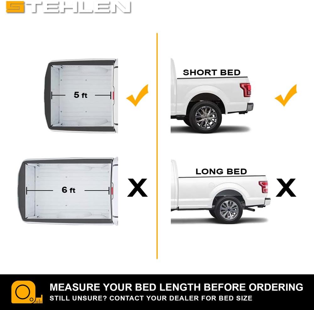 Stehlen 642167829065 Compatible with 2005-2021 Frontier / 2009-2012 Suzuki Equator 5 Feet (60") Short Bed Rubber Diamond Plate Truck Bed Mat - Black