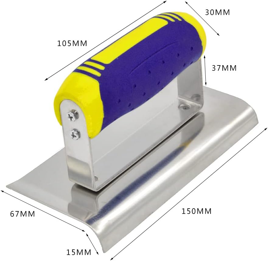 Concrete Tools Set Stainless Steel Concrete Hand Edger (6" x 3", 1/2" R) and Groover (6" x 3", 1/2" W,1/2" D) Plaster