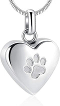 Pet Cremation Jewelry for Ashes Pendant Paw Print Pet Heart Urn Necklace Memorial Keepsake Jewelry for