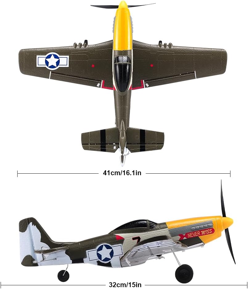 4 Channel P51 RC Plane for Adults Beginner Gift Easy Learning to Fly | 6-Axis Gyro, 3 Modes Stabilization
