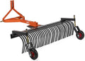 3 Point 6 FT Landscape Rake with Bolt-On Wheels for Compact Tractors, Fits Category 1 Hookup, Tow-Behind Garden Tool