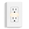 Self-Grounding Tamper-Resistant Wall Outlet with 3000K LED Night Light and Weatherproof Cover, White, 1 Pack