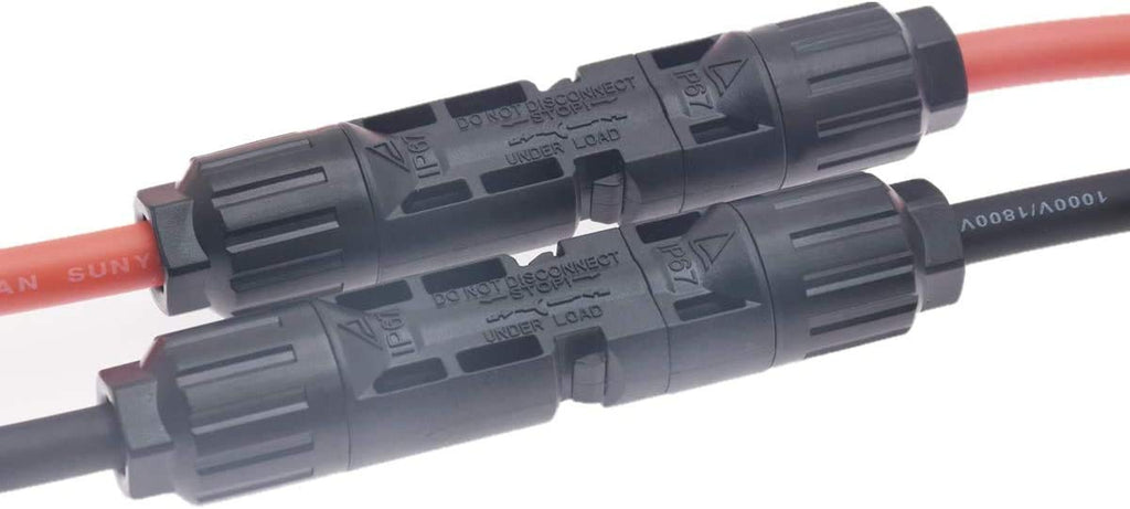 10AWG(6mm²) 1FT Solar Extension Cable, PV Connector to Bare Wire | 1 Pair Tinned Copper PV Cables for Solar Panels to