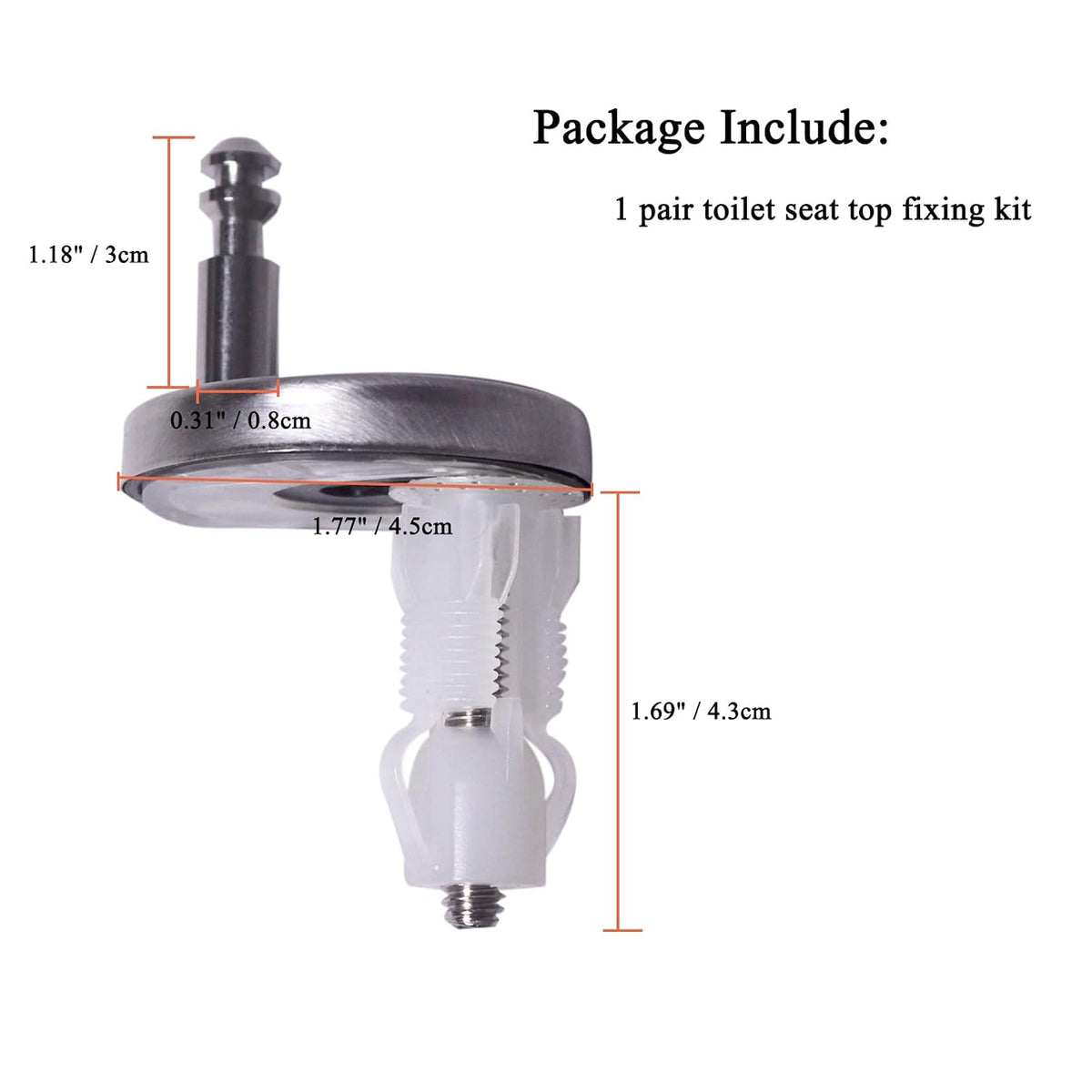 Toilet Seat Top Fixing Kit - Replacement Toilet Seat Hinge Repair Hardware Bolts Screws Compatible with American Standard Toto Kohler Top Fix Mount Toilet Seat