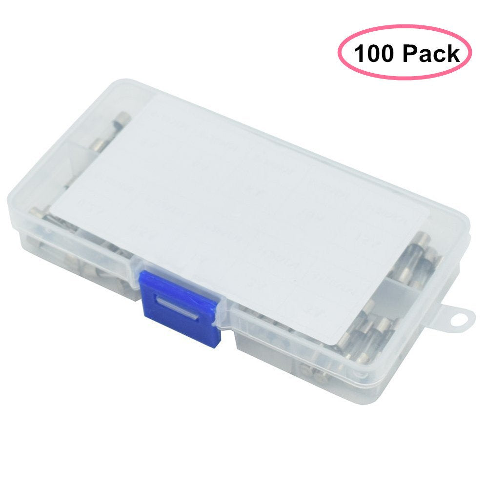 100Pcs 5x20mm Quick Blow Glass Tube Fuse Kit 250V with Storage Box