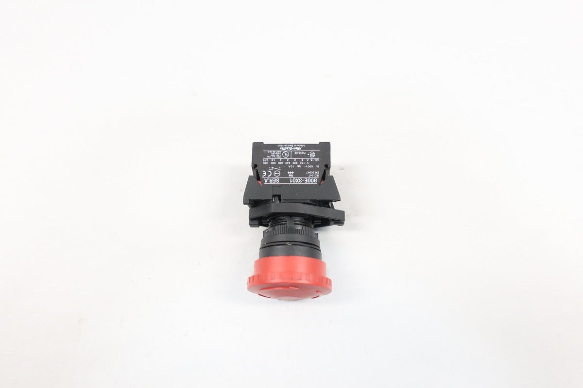 ALLEN BRADLEY 800E-3X01 RED EMERGENCY STOP PUSHBUTTON SER A D608275