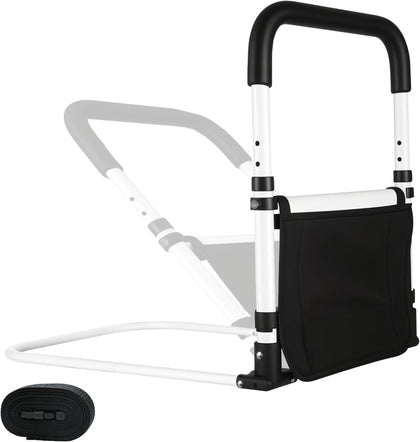 Bed Rail for Elderly Adults Safety, 90° Foldable Bed Assist Bar with Adjustable Height, Flat Base Fits Under