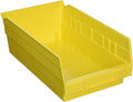 Heavy Duty Plastic Shelf Bins, 12"x 6.5"x 4", Yellow, 12-Pk
