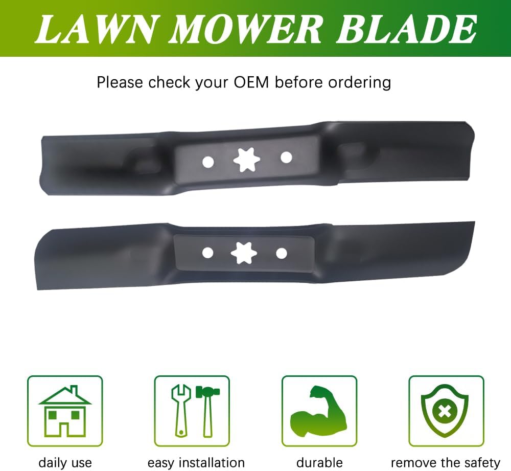 3PCS 742-05052A 942-05052A Blades for 50 Inch Deck Lawn Mower 2-in-1 Blades Compatible with Cub Cadet Troy Bilt MTD Lawn Tractors and RZT Mower S50 XT1 GT50 LT50 XT2 with 50'' Deck