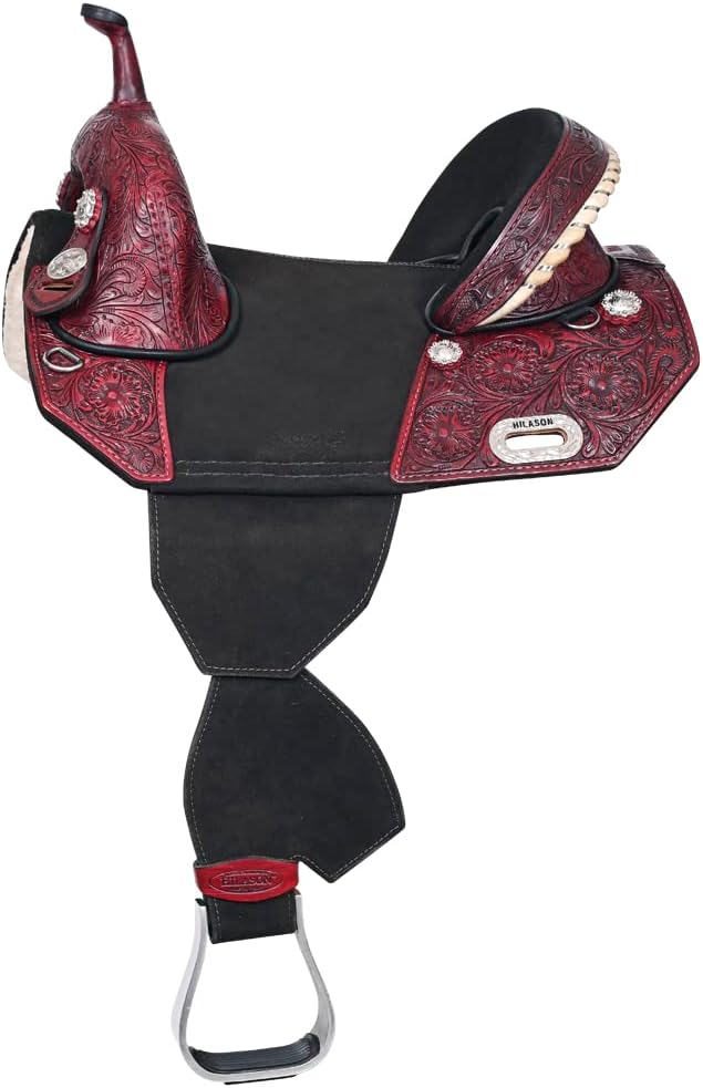 Western Treeless Trail Barrel Saddle Mahogany 14in