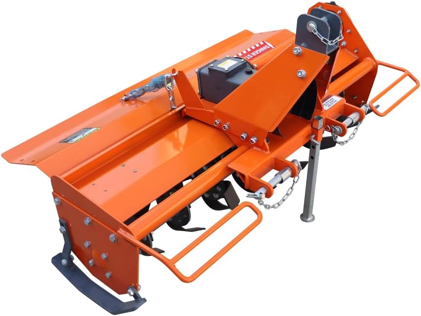 3-Point Rotary Tiller, 37-Inch PTO Cultivator for Cat 1 Tractors | 540 RPM Gearbox with Replaceable L-Shaped Tines