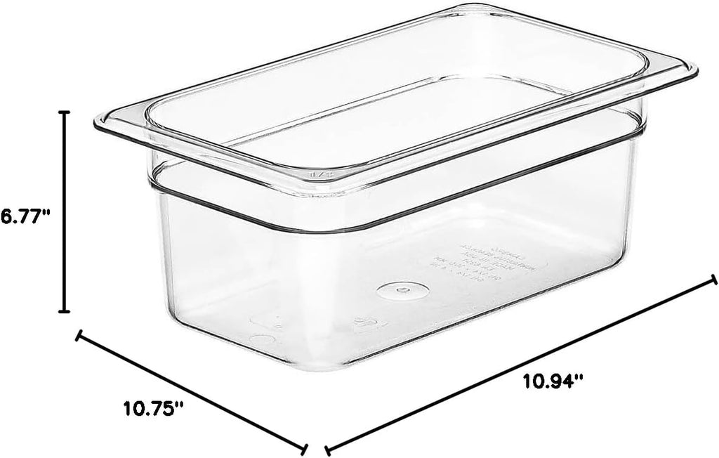 1/4 GN Polycarbonate Hotel Pan, 4" Deep, 6PK Clear 44CW-135