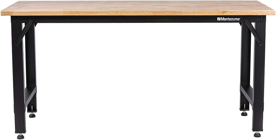 6' Adjustable Height Steel and Solid Wood Workbench Station