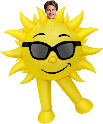 Inflatable Sun Costume Adult Yellow Blow Up Halloween Outfit Summer Suit | Lightweight Polyester Quick Inflation