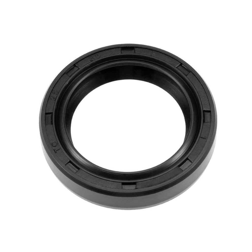 uxcell Oil Seals Rubber TC 25x35x7mm Double Lip w/Spring Black