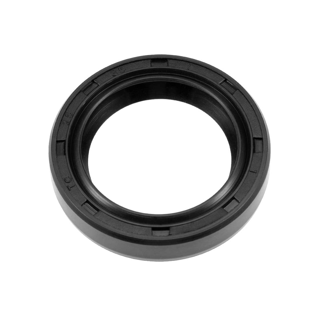 uxcell Oil Seals Rubber TC 25x35x7mm Double Lip w/Spring Black