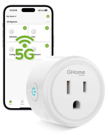 5G 15A WiFi Smart Plug Compatible with Alexa and Google Home, Outlet Timer Smart Home WiFi Outlet Timer with Remote