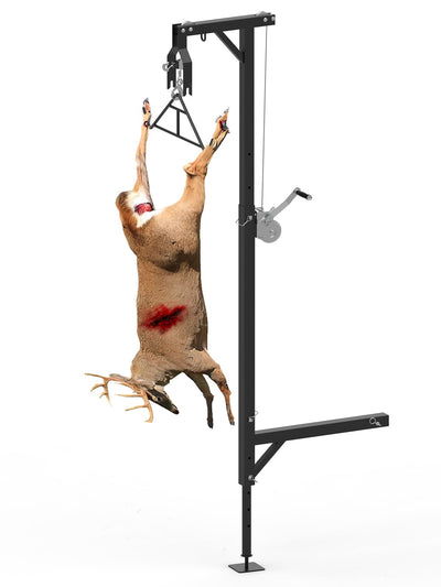 Hitch Game Hoist with Winch Gambrel, 360° Hitch-Mounted Big Game