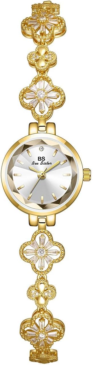 Vintage Gold Watch for Women Hollow Four Leaf Chain Bracelet Watch | Dainty Small Ladies Dress Quartz Watch,30M Water