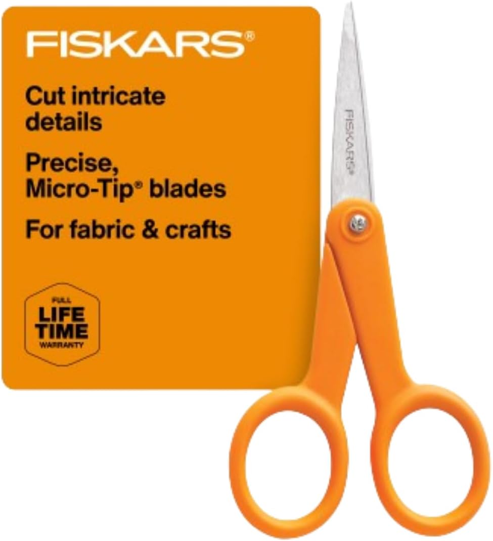 5" Orange-Handled Micro-Tip Fabric Scissors, No. 5 | For Tight & Intricate Detail Sewing & Craft Projects