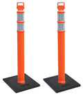 Cortina EZ Grab Delineator 45" Post, 3" Hip Collars with 10 lb Base, 03-747RBC-2, Orange, 2 Pack