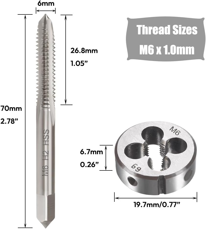 M6 X 1.0 Metric Tap and Die Set, Threading Tap Die Set