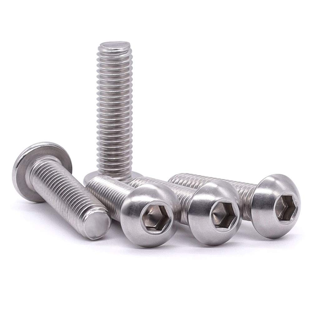 M10-1.5 x 25mm Button Head Socket Cap Screws 304 Stainless Steel 18-8 Hex Socket Cap Screws, Allen Hex Drive, Full Thread, Coarse Thread UNC, 20 PCS