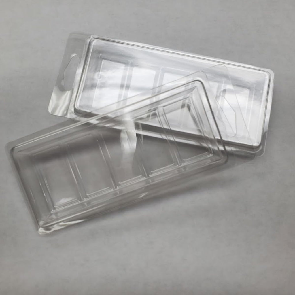 5 Cavity Snap Bar Wax Melt Clamshell (2 pc.) - 100 Sets Great for Snap Bars, Wax Melts, Handmade Soaps