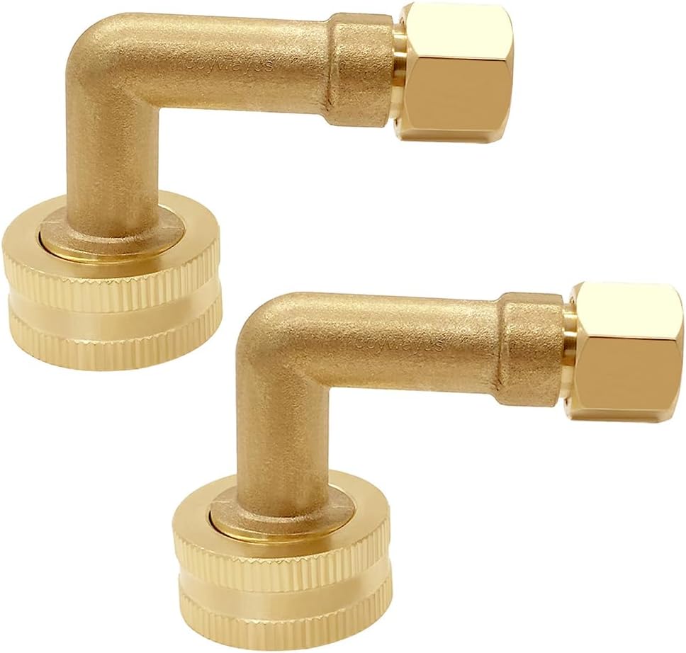 Joywayus 2Pcs Brass 3/8" Comp x 3/4" GHT Dishwasher Swivel Elbow Connector