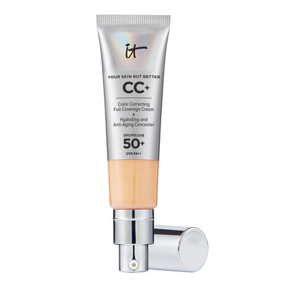 IT Cosmetics CC+ Cream - Natural Full Coverage Foundation With SPF 50+, Color Corrector & Anti-Aging Hydrating Serum