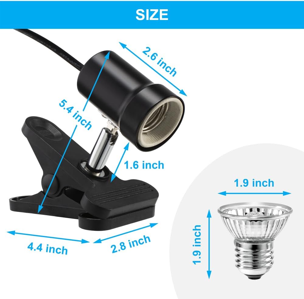 Reptile Heat Lamp Rotatable Turtle Heating Light with 50W UVA UVB Heat Bulb Simulated Sunlight Basking Spot Lamp with