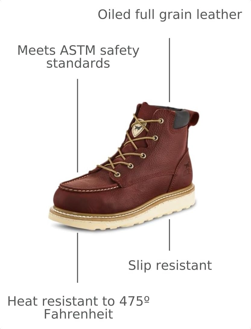 Ashby 6" Mens Soft Toe Work Boot, Brown, 10.5 W