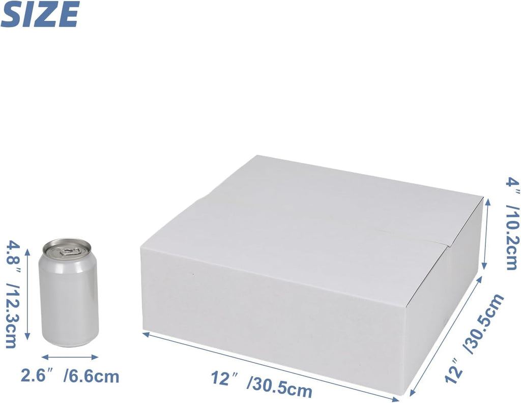 12x12x4 Large Thin White Shipping Boxes Set of 25
