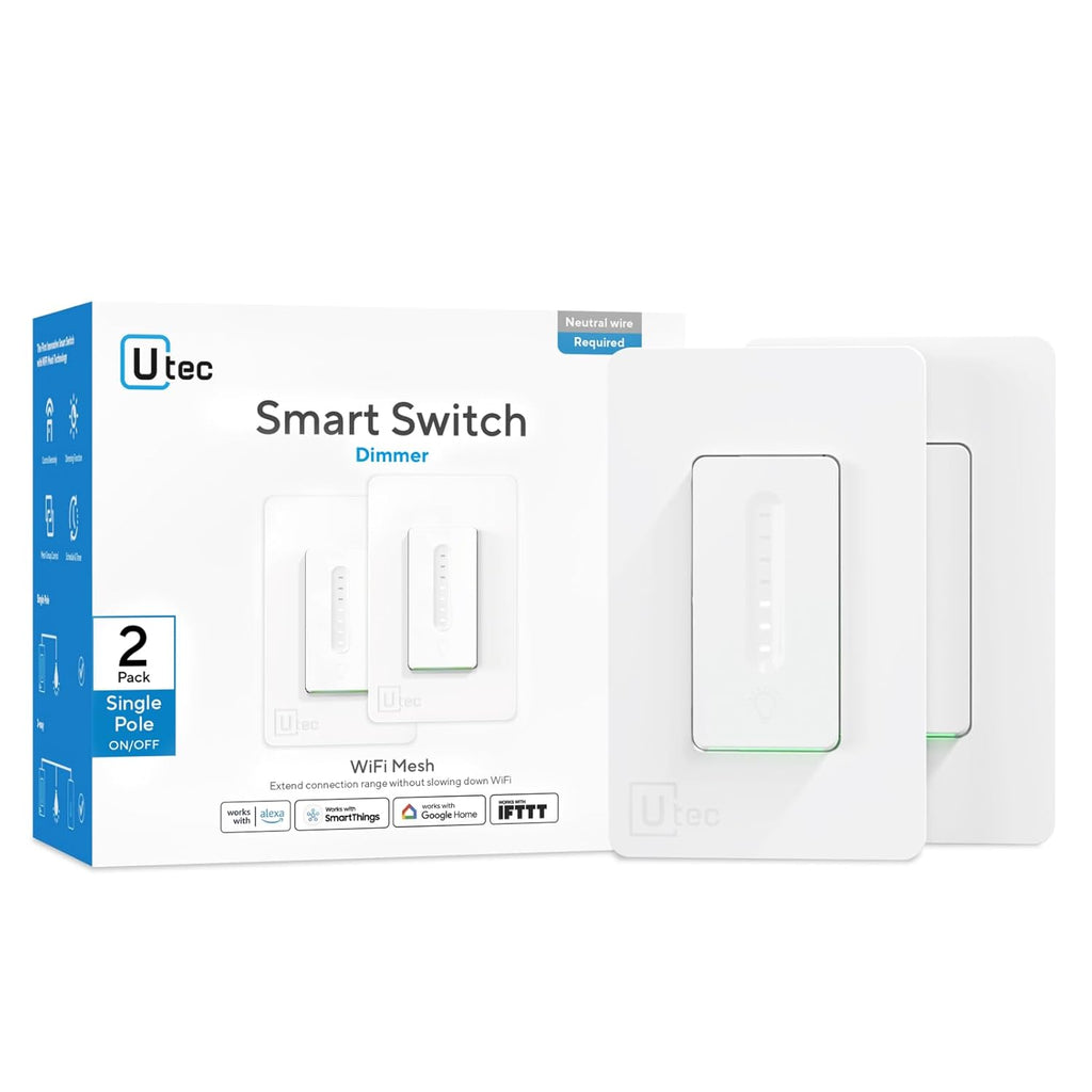 UTEC Smart Dimmer Switch, Single-Pole Smart WiFi Mesh Switch for Dimmable Bulbs, Compatible with Alexa, Google