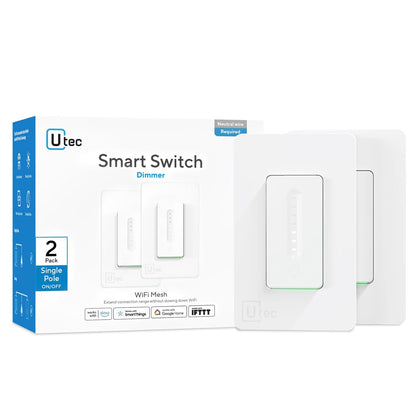 UTEC Smart Dimmer Switch, Single-Pole Smart WiFi Mesh Switch for Dimmable Bulbs, Compatible with Alexa, Google