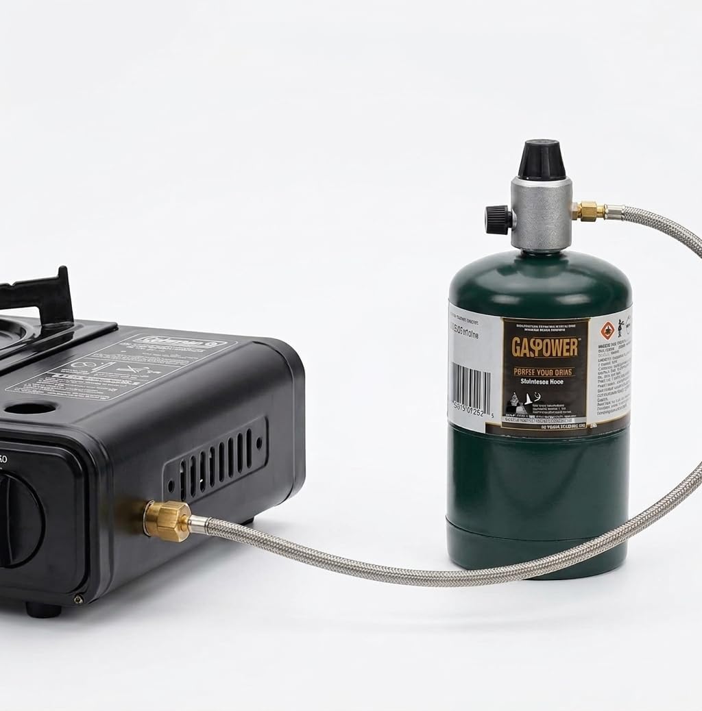 Portable Camping Stove, 3000W Dual Fuel Butane & Propane Gas Stove, Automatic Ignition, Adjustable Flame Control