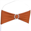 Terracotta Chair Sashes 50 Pack, Spandex Burnt Orange Chair Bands for Halloween Party Wedding Folding Chairs Decor
