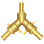 Joywayus 1/2" Hose Barb Brass Ball Valve Y Shaped Type 3 Way with 2 Switch Shut Off Valve Fitting Include 3 Clamps