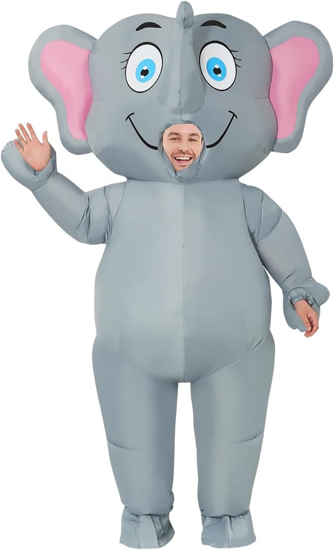 Inflatable Elephant Costume for Adult Halloween Costume Funny Blow up Elephant Costume for Men Women Party Cosplay