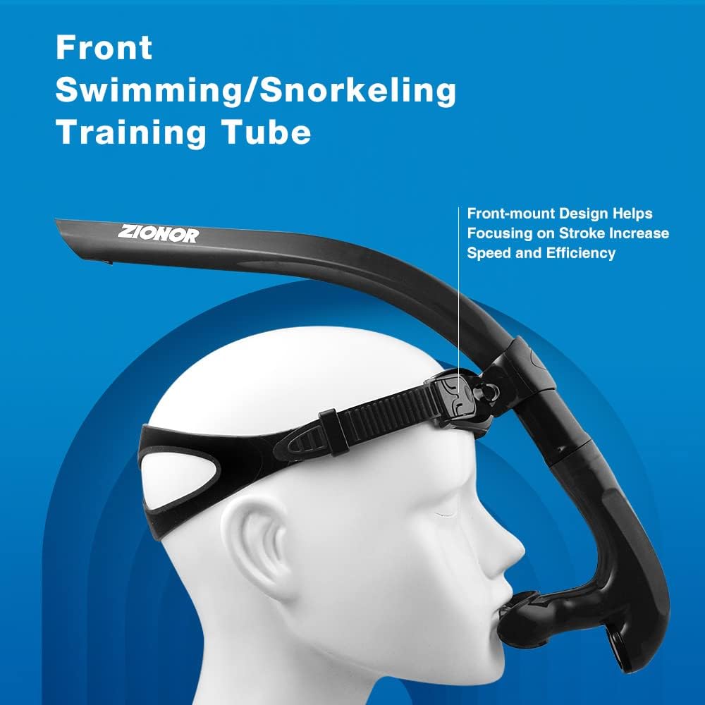 T1 Swim Snorkel for Lap Swimming Adult | Center Mount for Swimming Training, Comfortable Mouthpiece, One-Way Purge