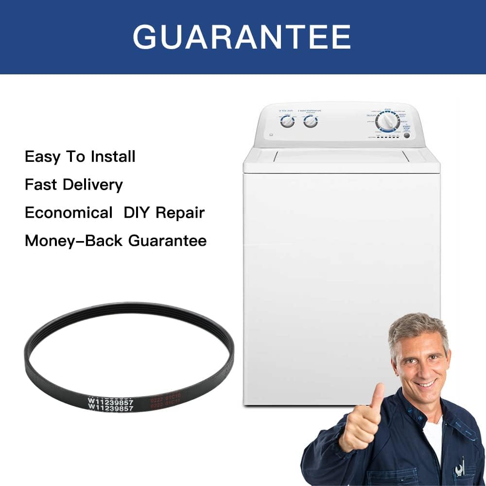 W11239857 Washer Drive Belt, Compatible with Whirlpool Maytag Amana Top Load Clothes Washing Machine, Replaces AP6333320, 4845287, PS12578772, W10808317