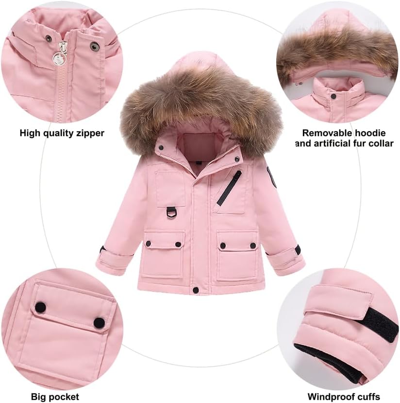 2-Piece Toddler Snow Suit, Baby Snowsuit, Infant Snowsuit Toddler Girl Boy Snowsuit, Kids Winter Coat Snow Pant 2-8T