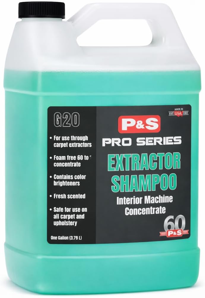 P&S Professional Detail Products Extractor Shampoo – Foam-Free Carpet & Upholstery Cleaner – 60:1 Concentrate – pH